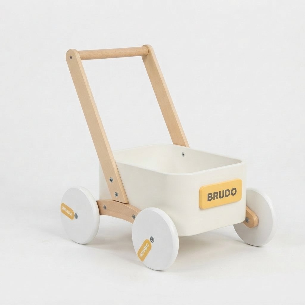 Wooden Baby Push Walker with Toy Box
