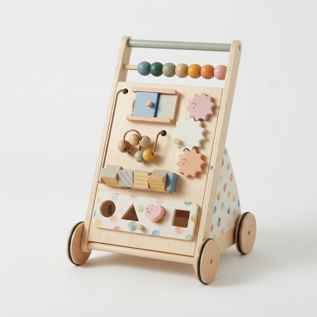 Wooden Baby Walker with Activity Board