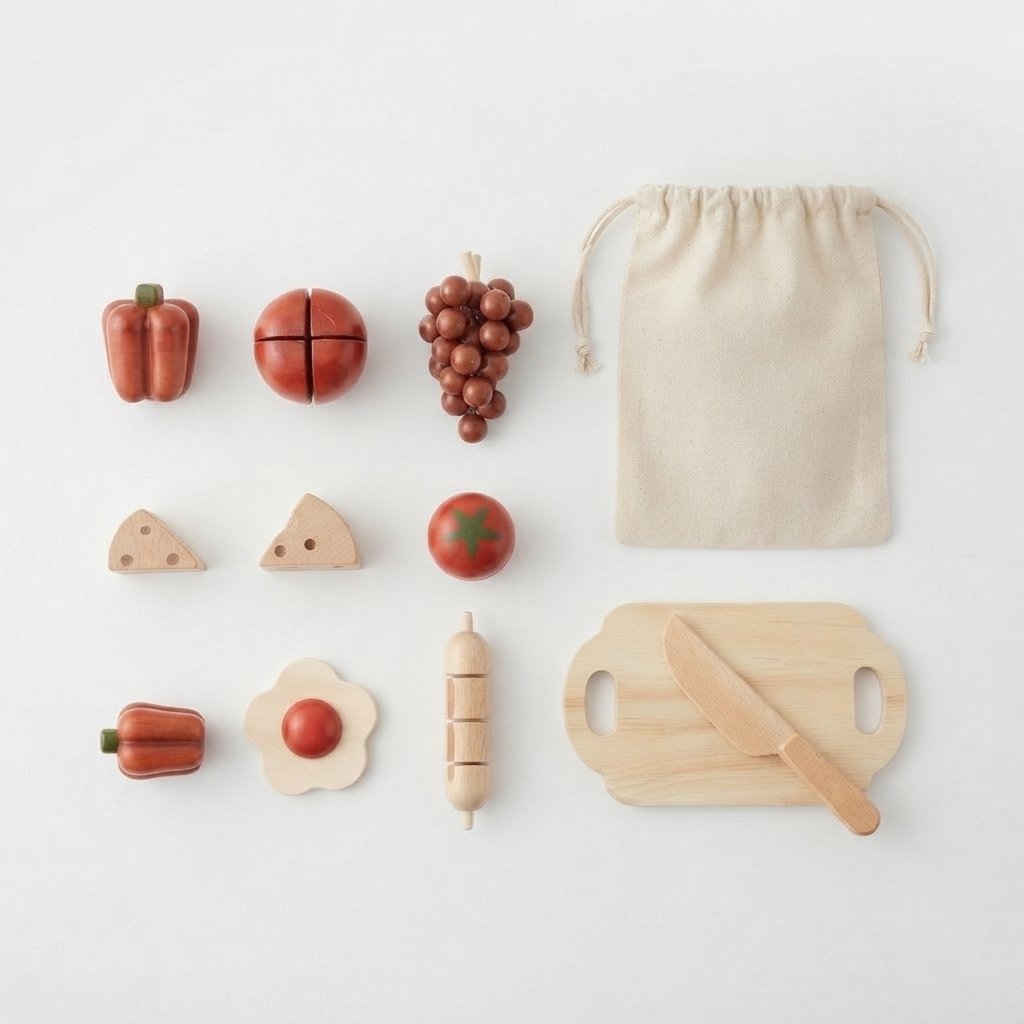 Wooden Cut & Play Food Set for Toddlers