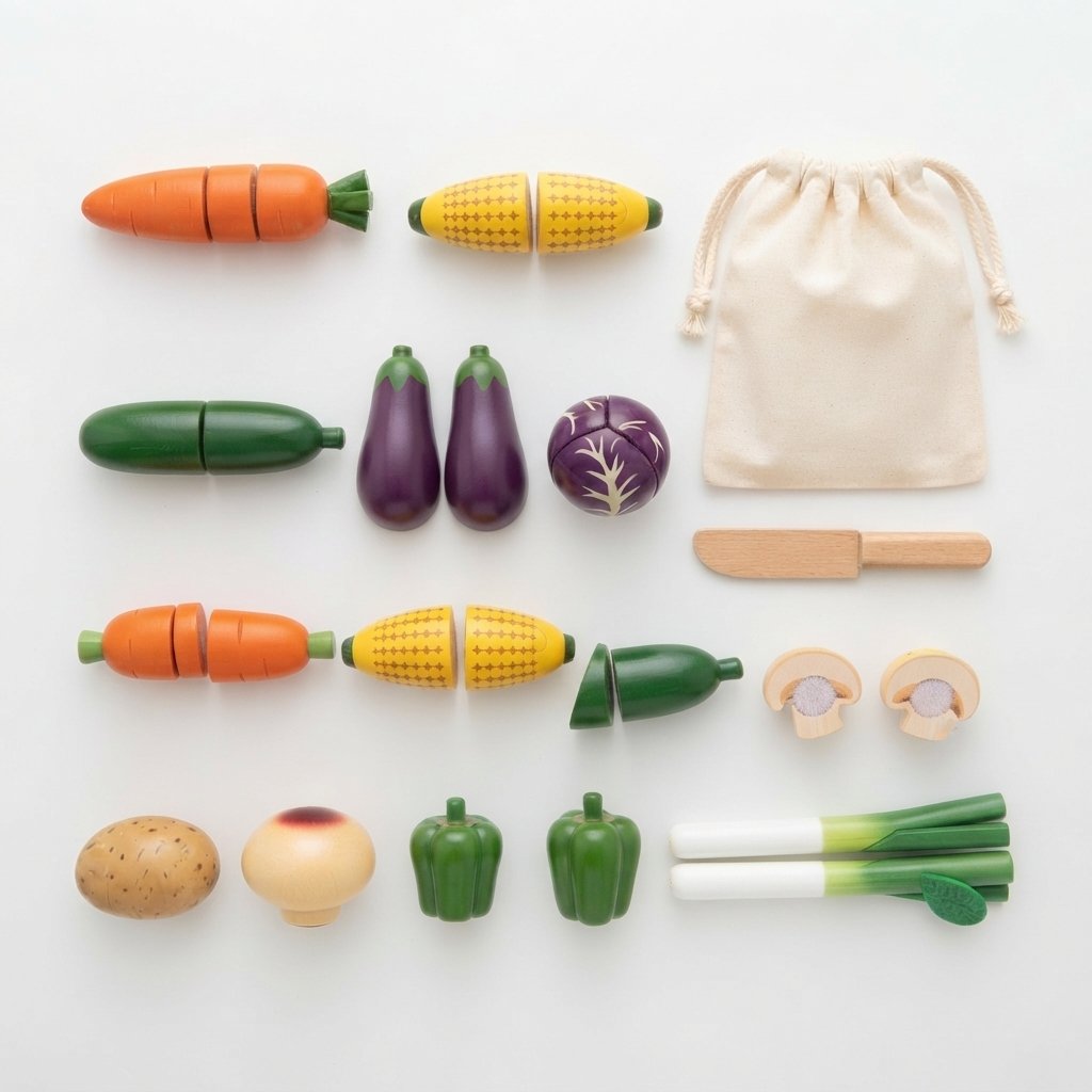 Wooden Cutting Vegetable Play Set