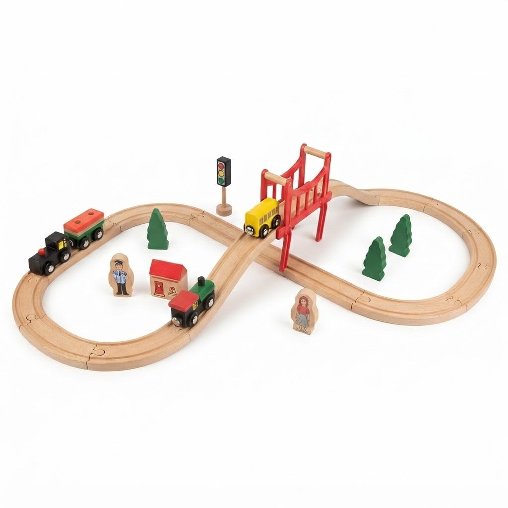 Wooden Figure-of-Eight Train Set, 39 Pieces