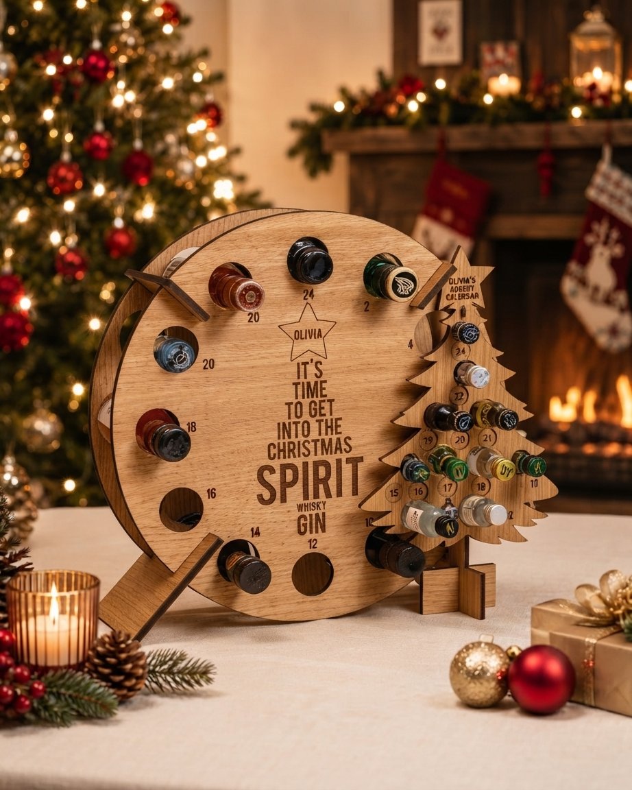 Wooden Mini-Bottle Advent Calendar Stand