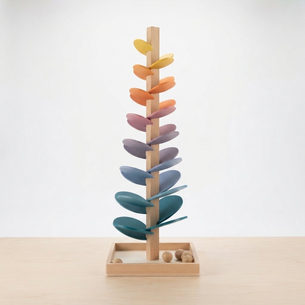 Wooden Rainbow Marble Run Sound Tree