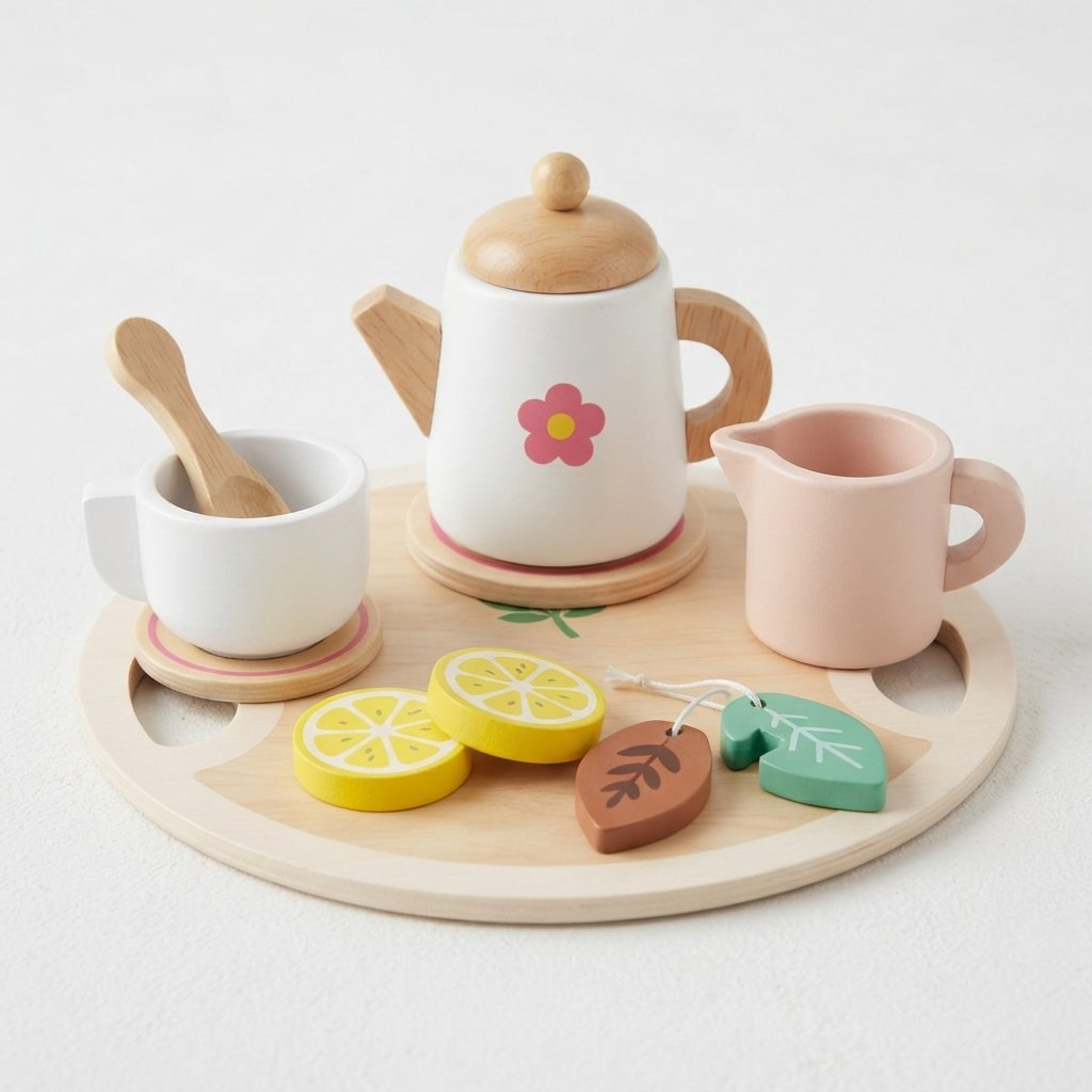 Wooden Tea Party Play Set with Tray