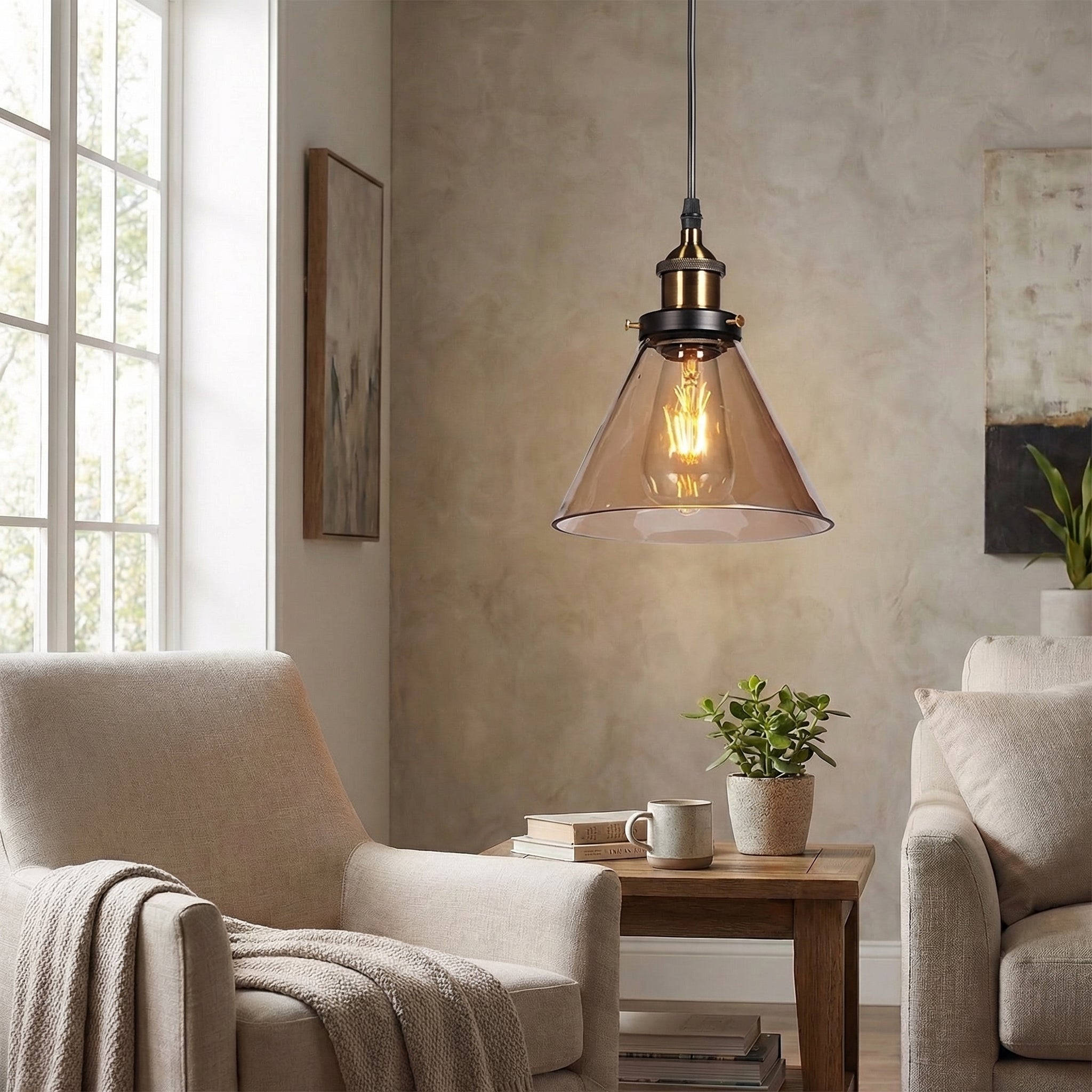 Industrial Glass Pendant Light