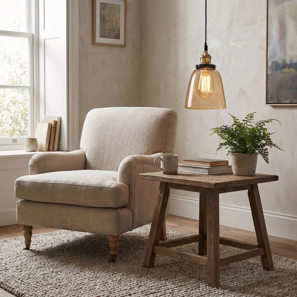 Vintage Glass Bell Pendant Light