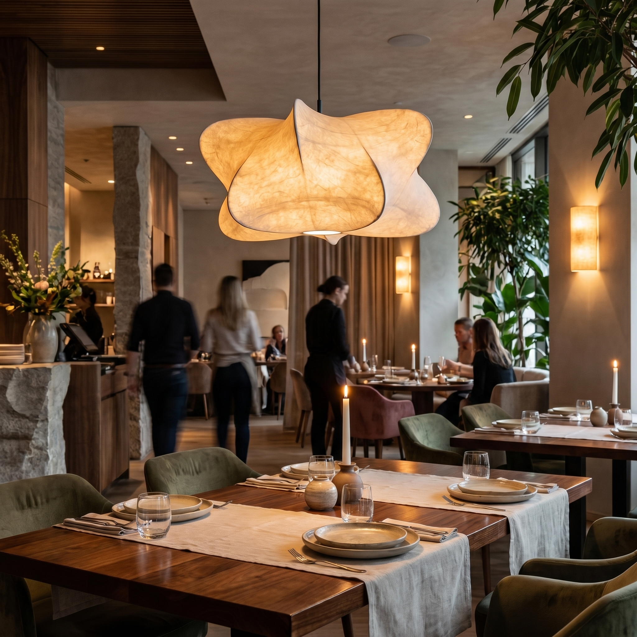 Japanese Silk Pendant Light