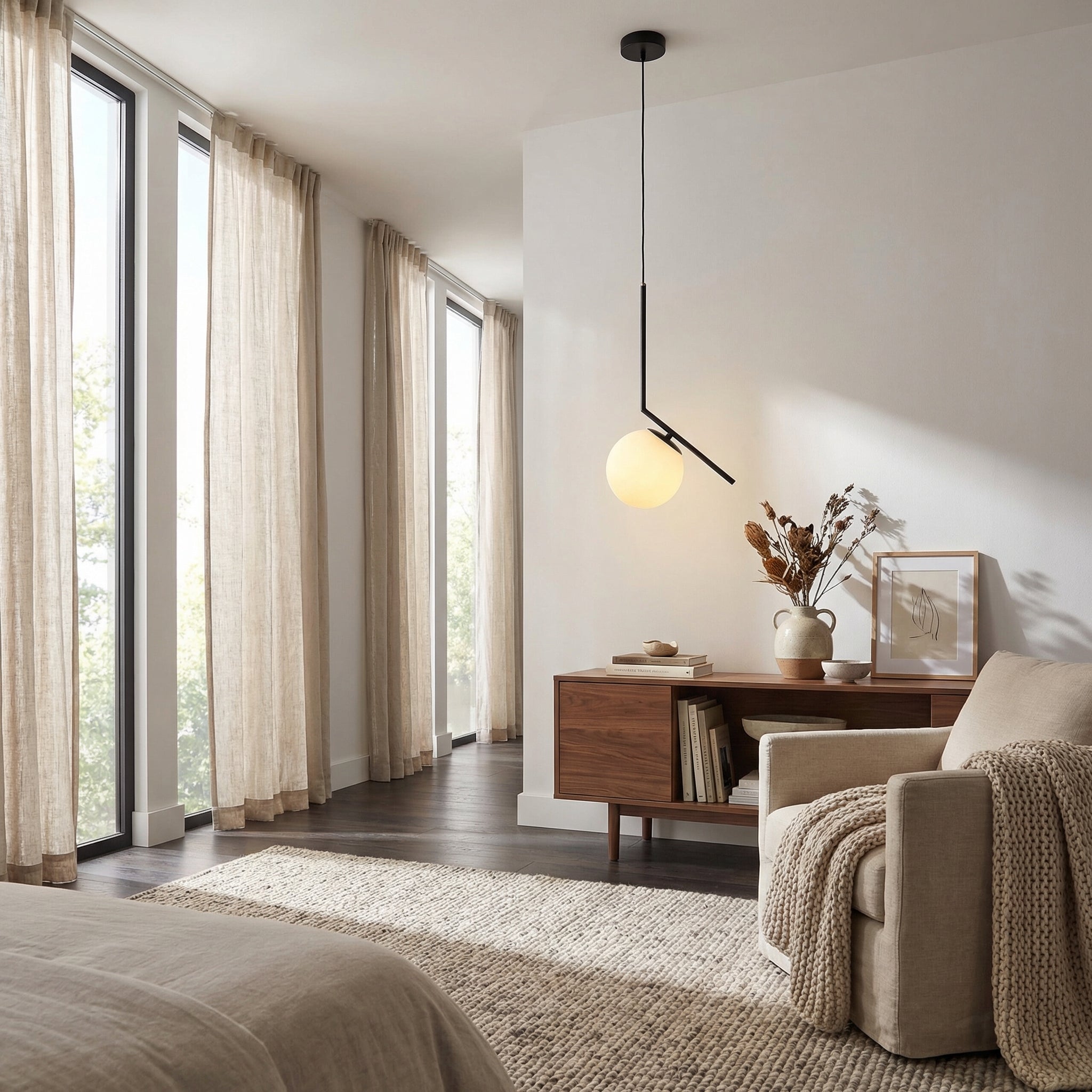 Nordic Black Geometric Pendant Light