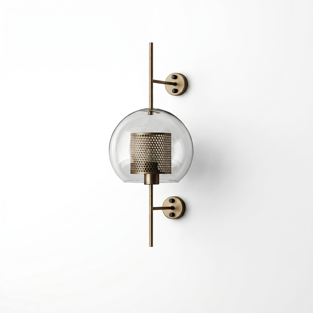 Modern Brass Glass Wall Sconce – Decorative LED Wall Lamp