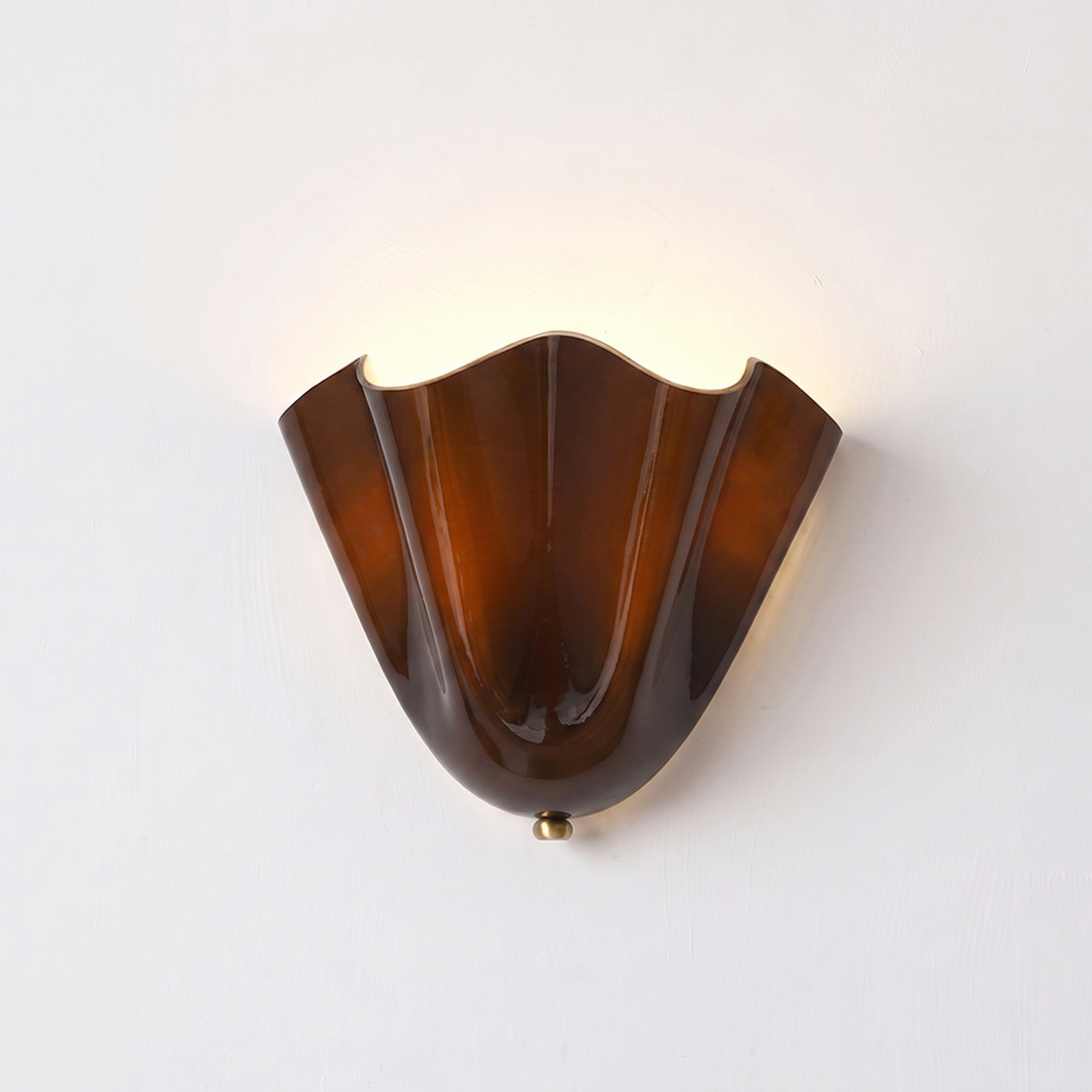 Vintage Amber Glass Wall Sconce – Modern E14 LED Wall Light for Living Room, Bedroom & Hallway