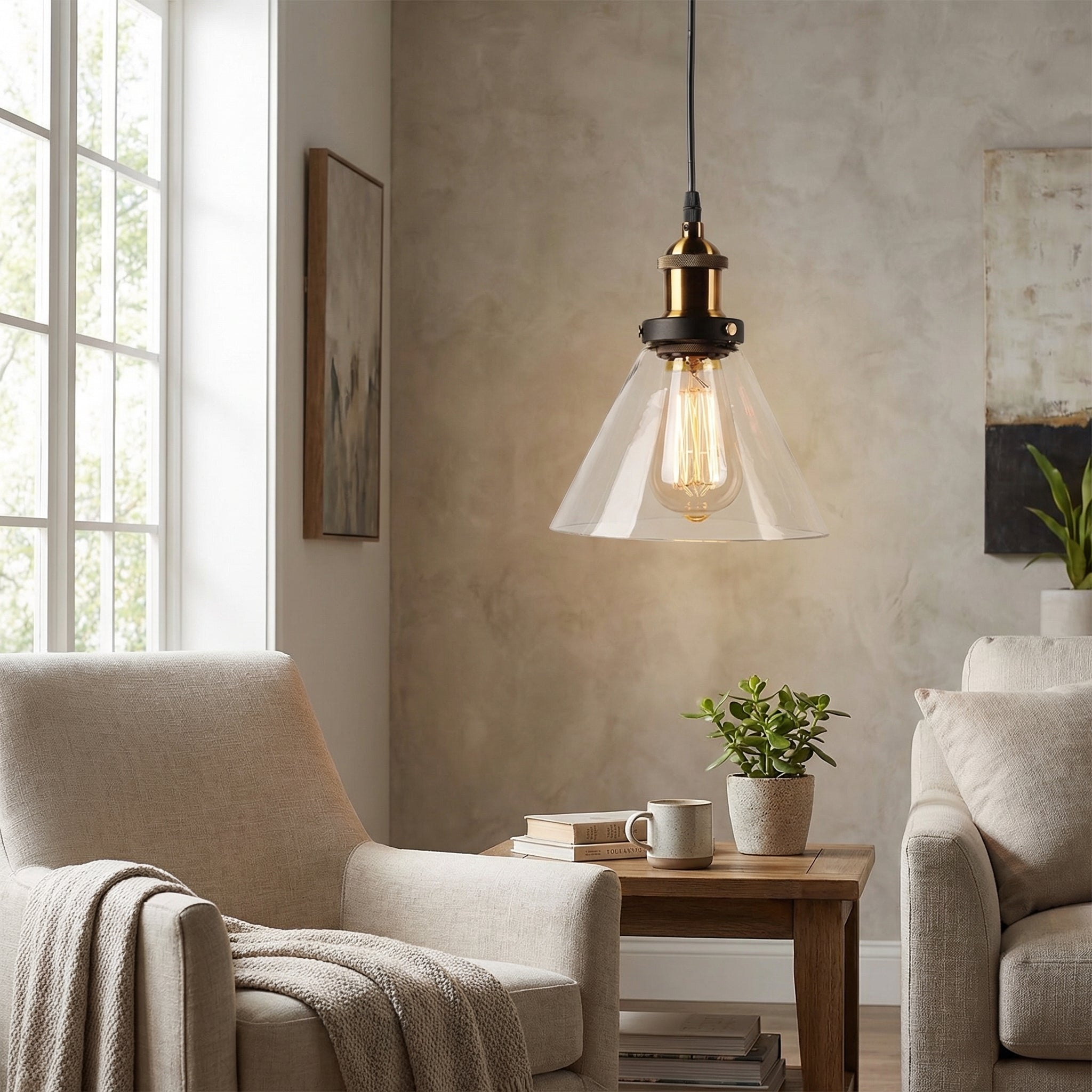 Industrial Glass Pendant Light