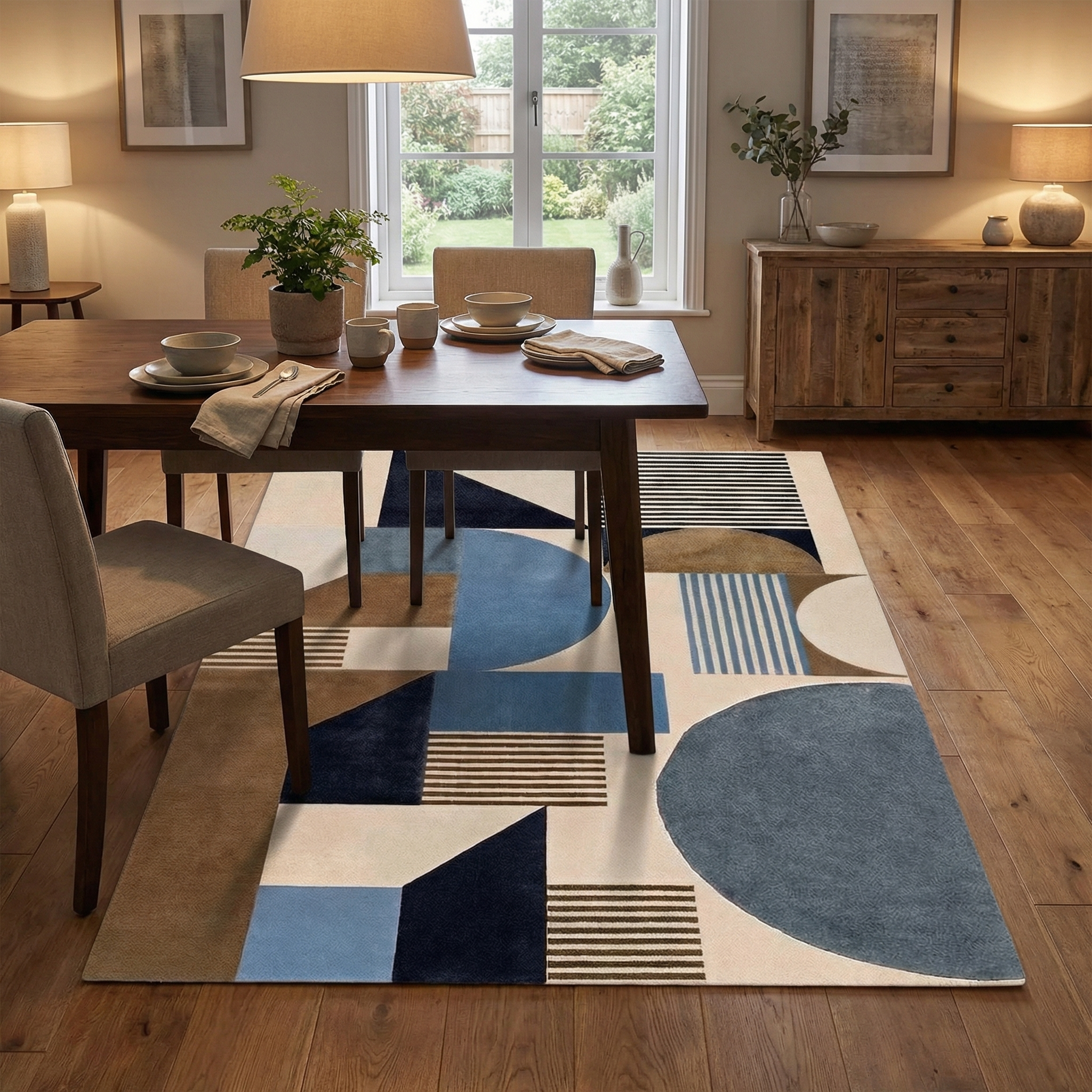Retro Geometric Area Rug