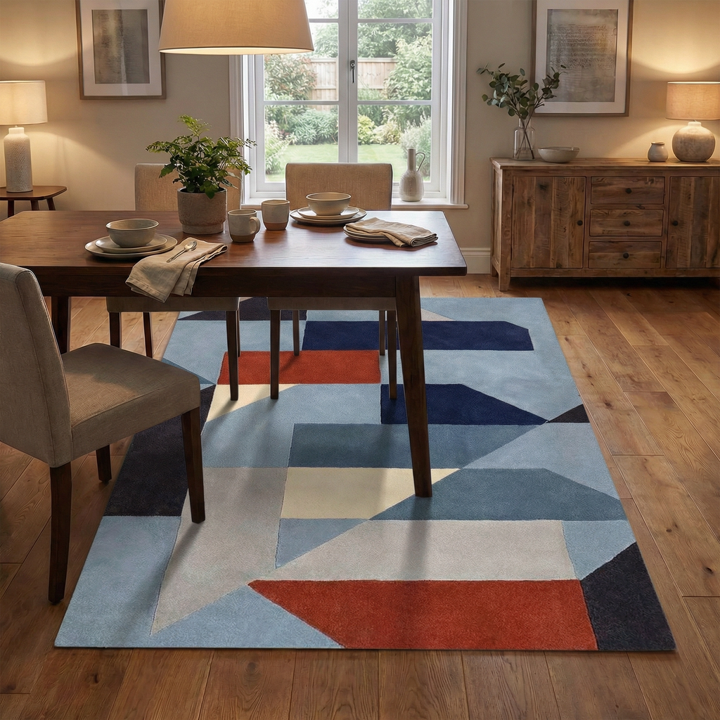 Retro Geometric Area Rug