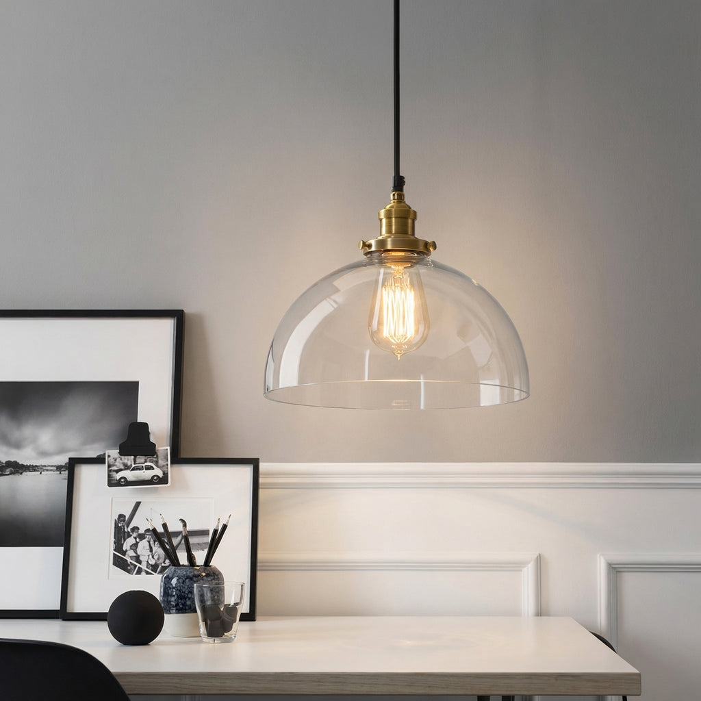 Industrial Dome Glass Pendant Light