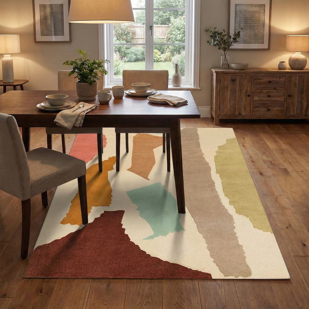 Retro Geometric Area Rug