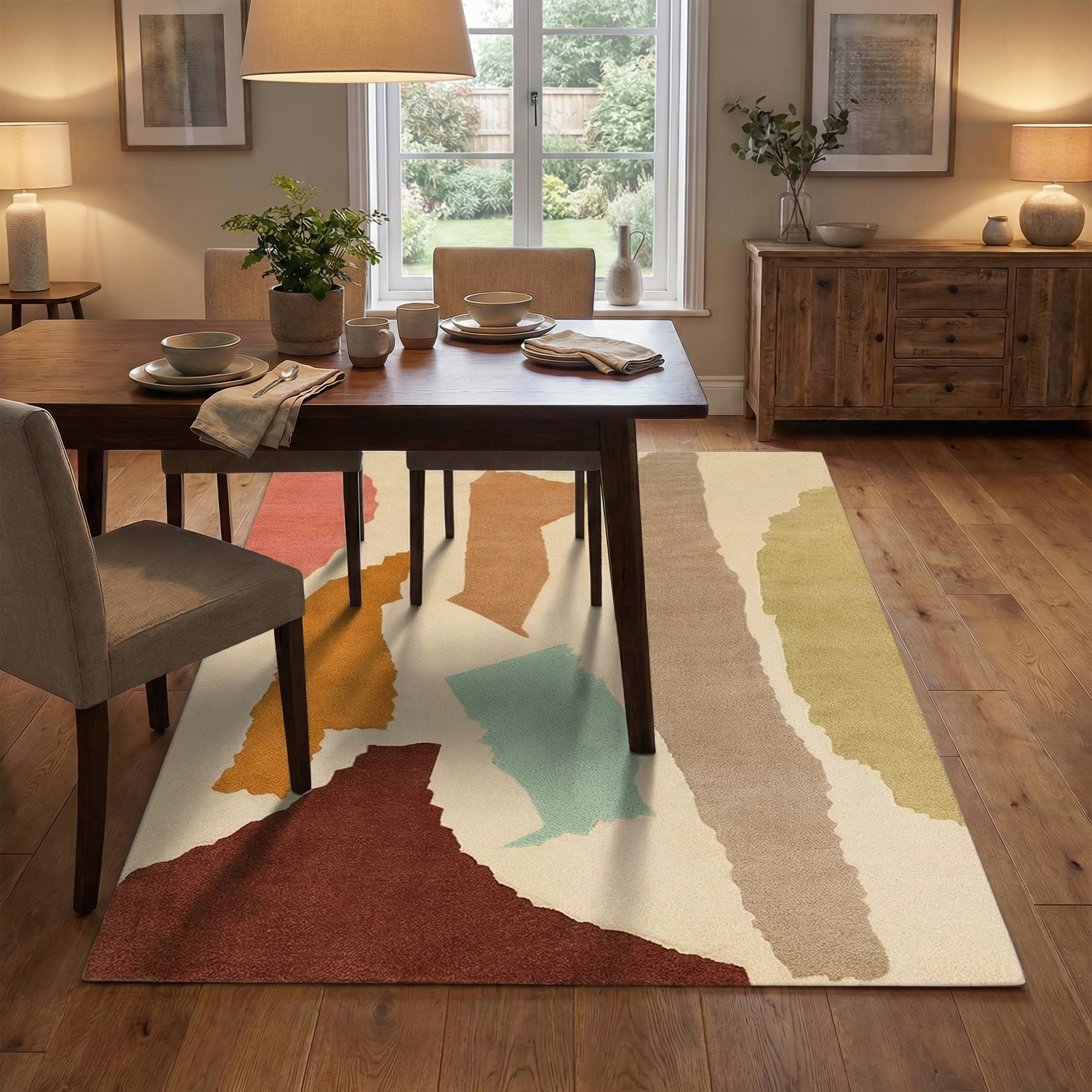 Retro Geometric Area Rug