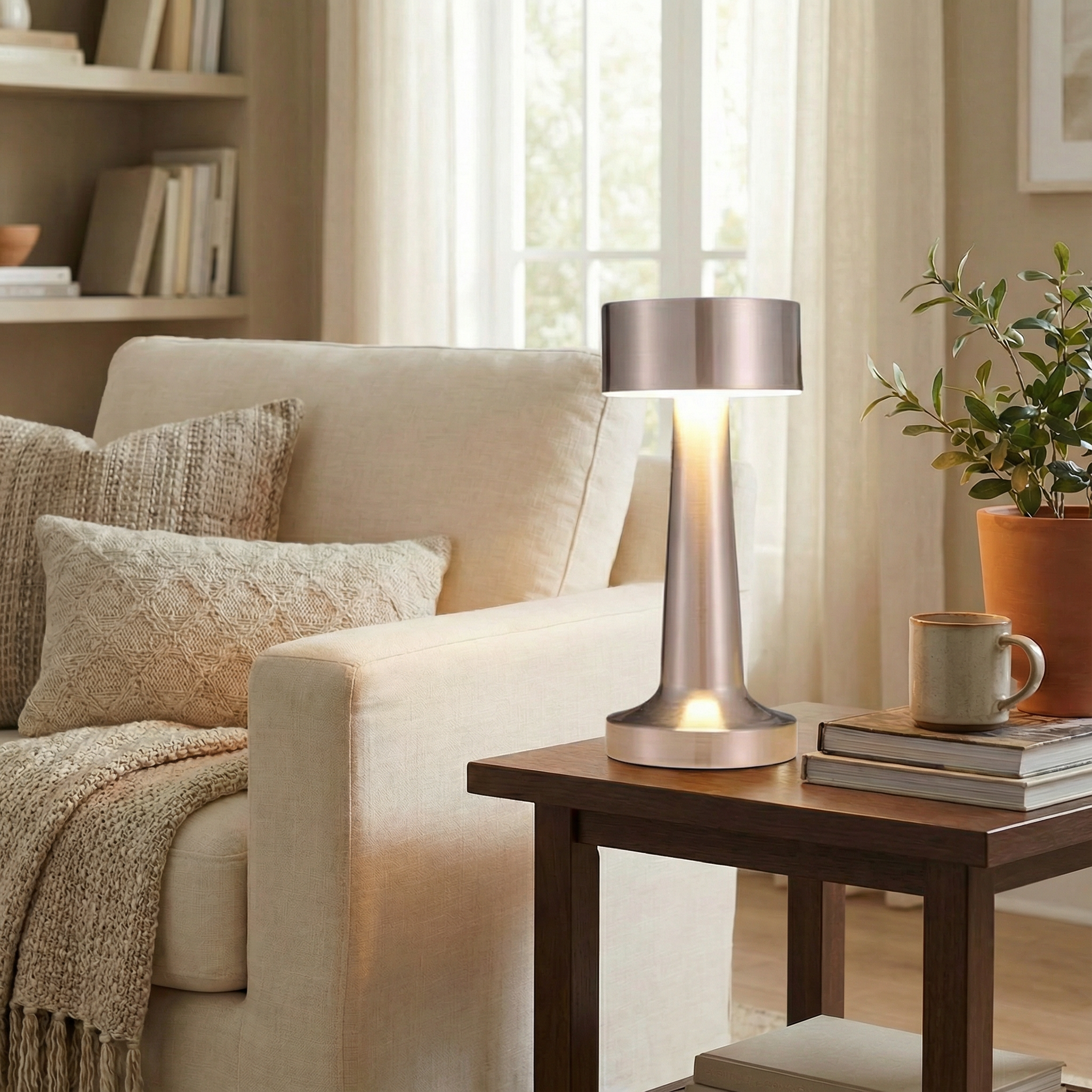 AuraGlow Touch-Control Rechargeable Table Lamp