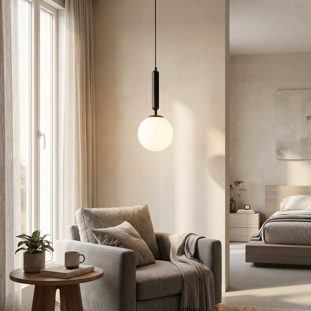 Nordic Black Glass Globe Pendant Light