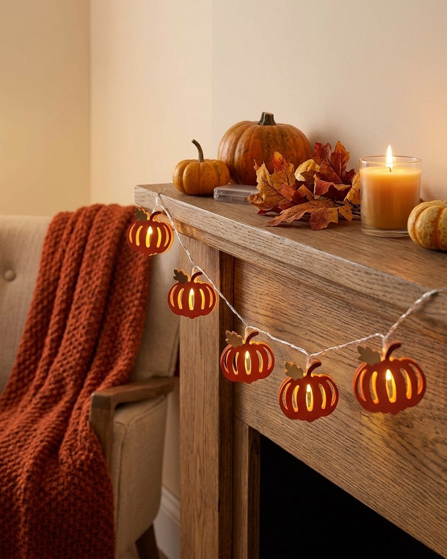 10 Autumn Pumpkin LED Fairy Lights with 6-Hour Timer, 1.8m Wire