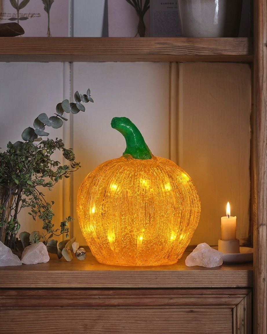 15 cm Light-Up Pumpkin Halloween Decoration with Warm White LEDs