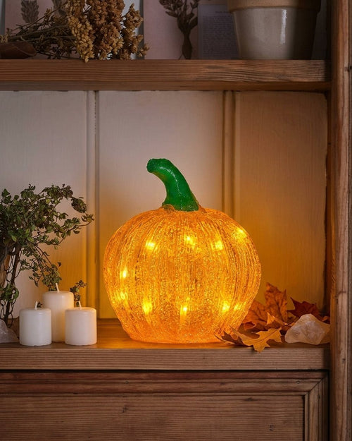 15 cm Light-Up Pumpkin Halloween Decoration with Warm White LEDs