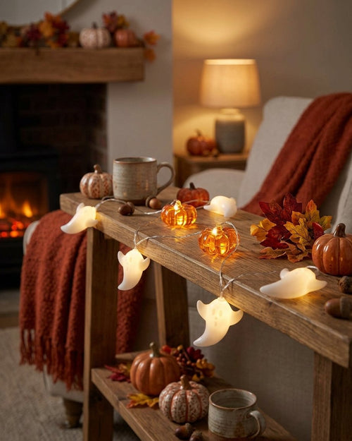 20 Ghost and Pumpkin Halloween Micro LED Fairy Lights with 6-Hour Timer