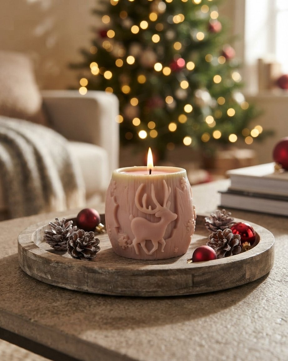 3D Festive Elk Silicone Candle Mould