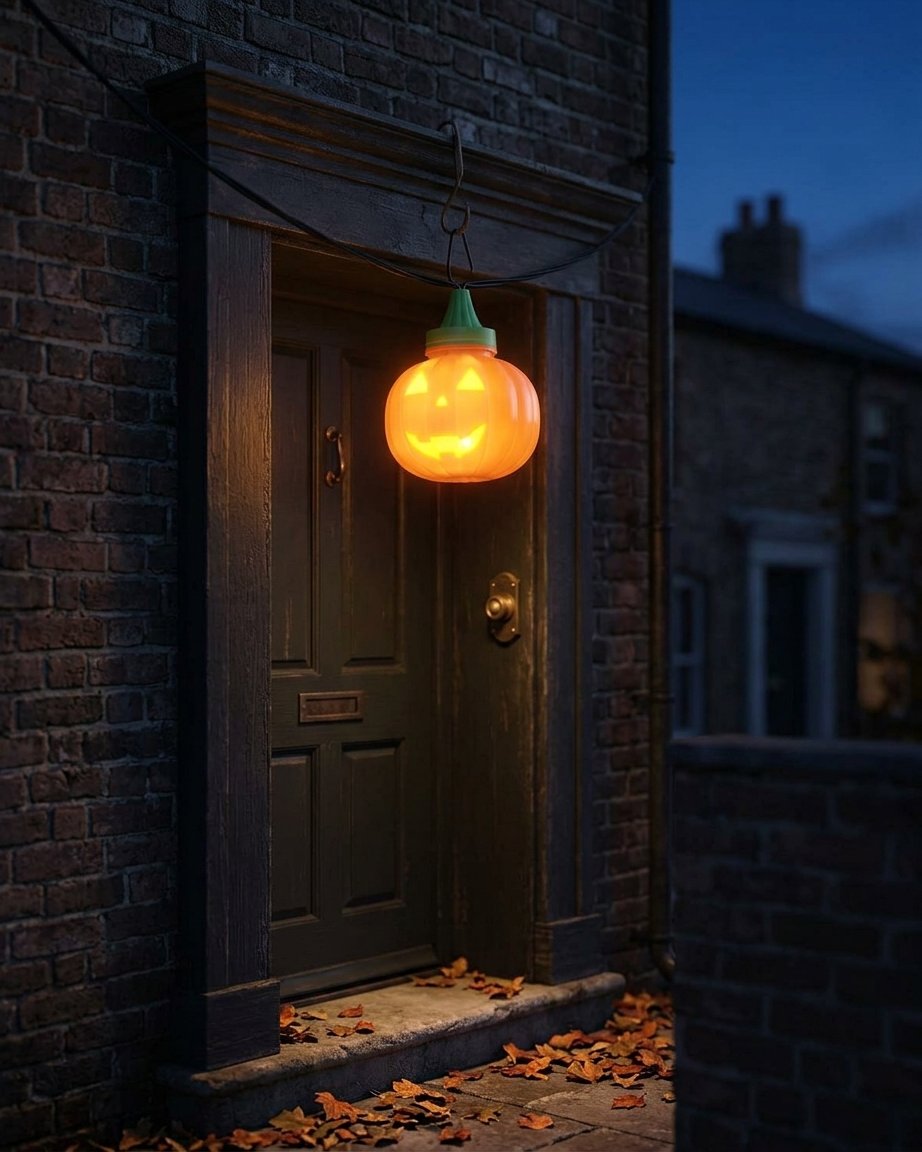 6 Animated Jack-o'-Lantern LED String Lights with Alternating Faces