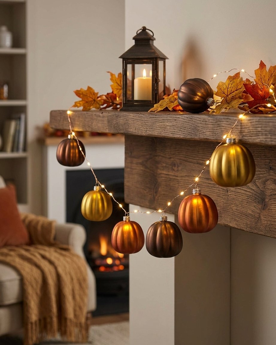 9 Metallic Pumpkin LED Micro String Lights with 6-Hour Timer