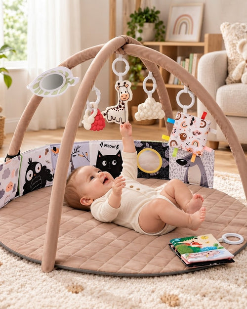 Baby Play Gym Mat with Six Sensory Toys