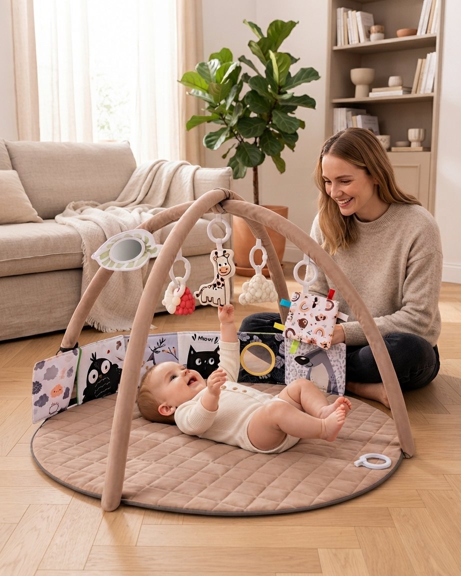 Baby Play Gym with 6 Sensory Toys