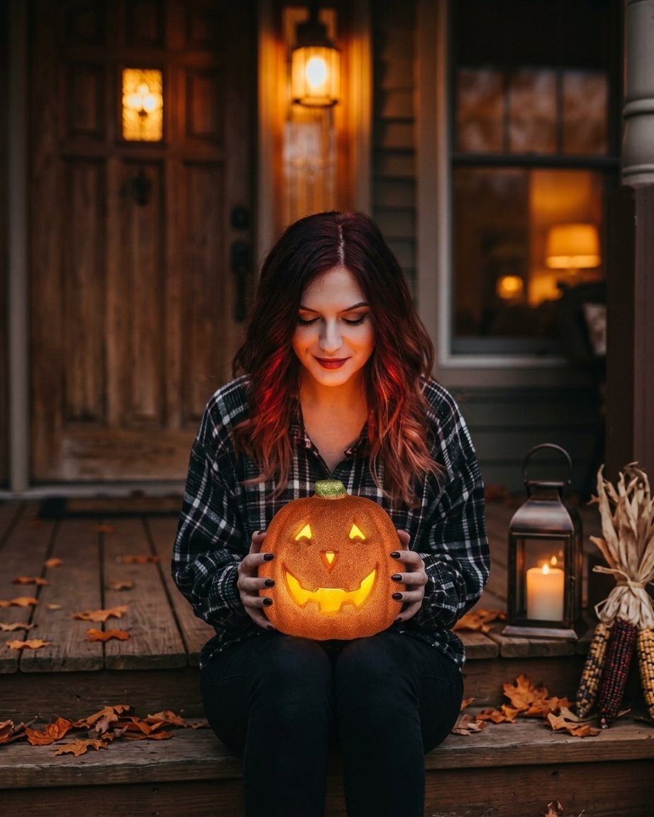 Battery-Operated Light-Up Jack-o'-Lantern Pumpkin Decoration for Indoor and Outdoor Use