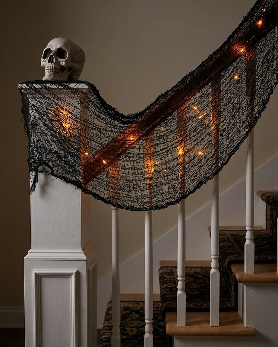 Black Mesh Creepy Cloth Halloween Fabric Decoration – Flexible, Reusable and Easy to Hang
