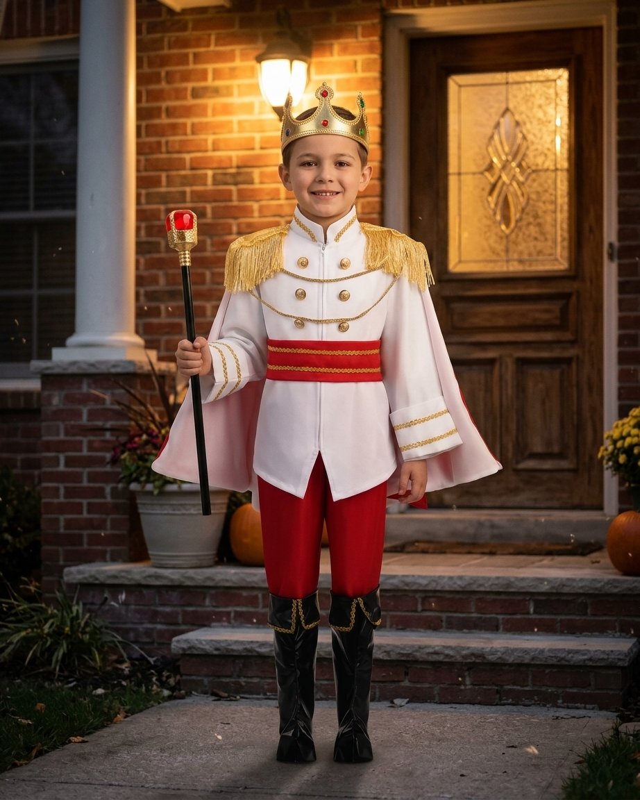 Boys' Royal Prince Costume Set with Crown, Scepter and Cape