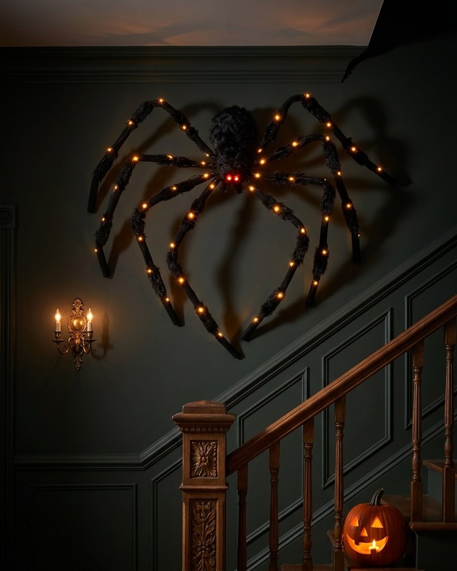Buzz the Giant LED Spider Halloween Decoration – 150cm Wide with 50 Micro LEDs and Red Glowing Eyes