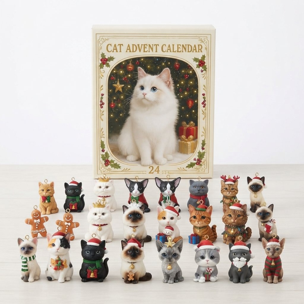 Cat Advent Calendar with 24 Ornaments
