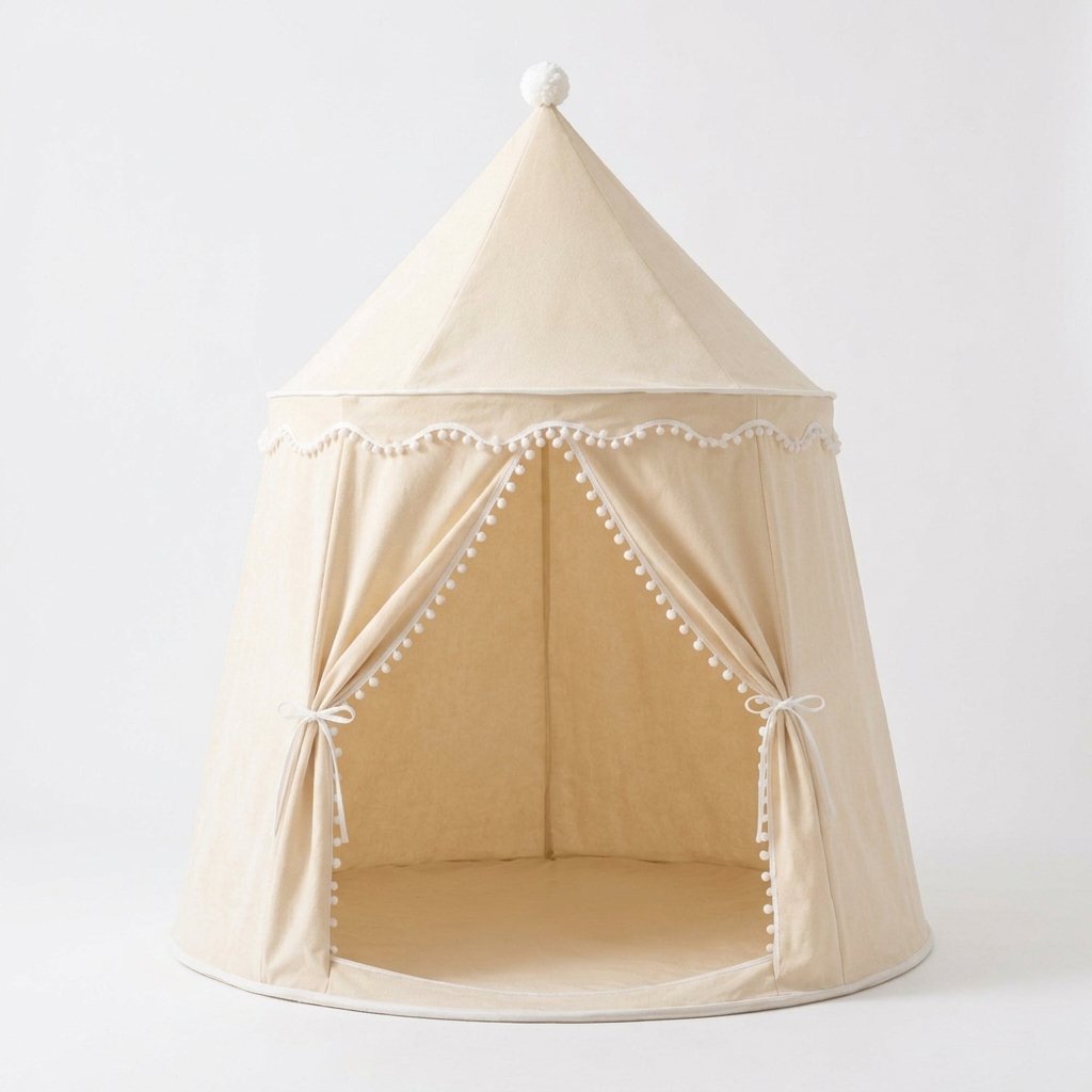 Children's Castle Play Tent with Pom-Poms
