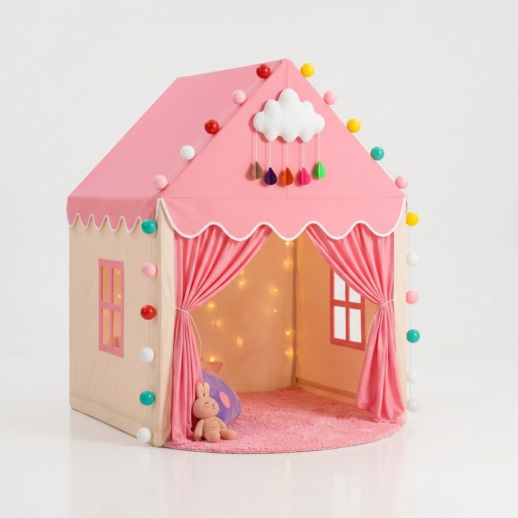 Children's Play House Tent with Lights & Mat