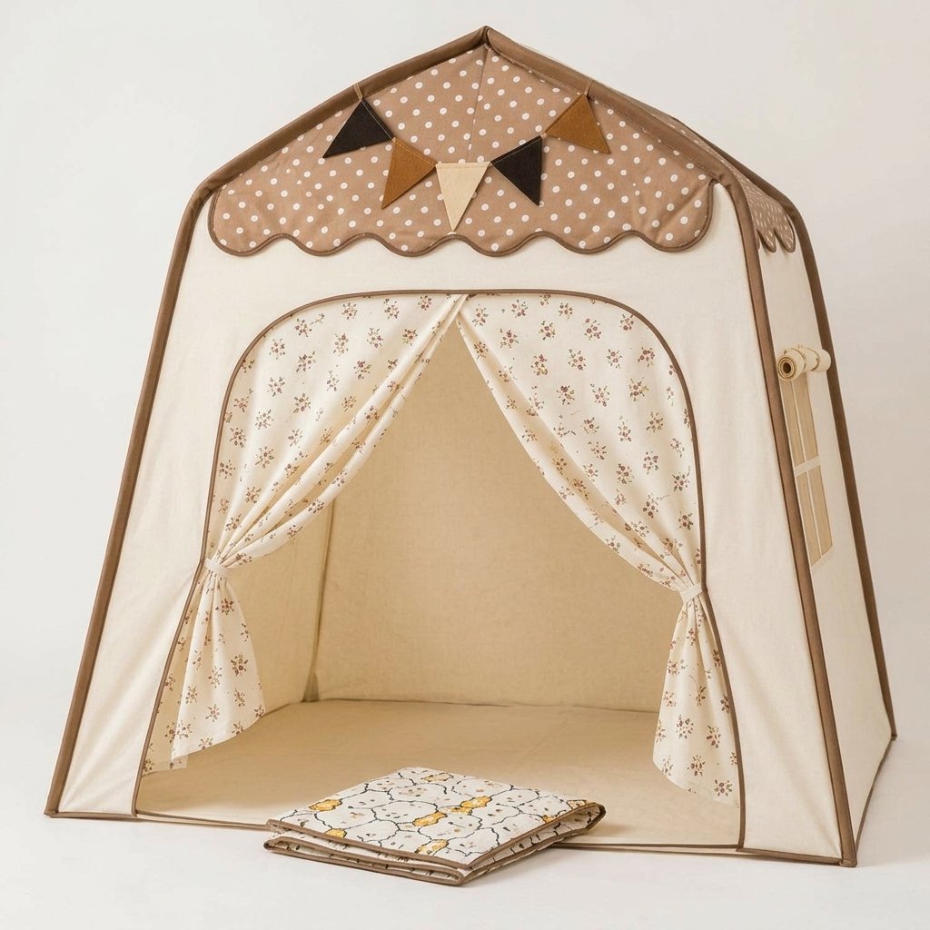 Children's Polka Dot Play Tent with Curtains