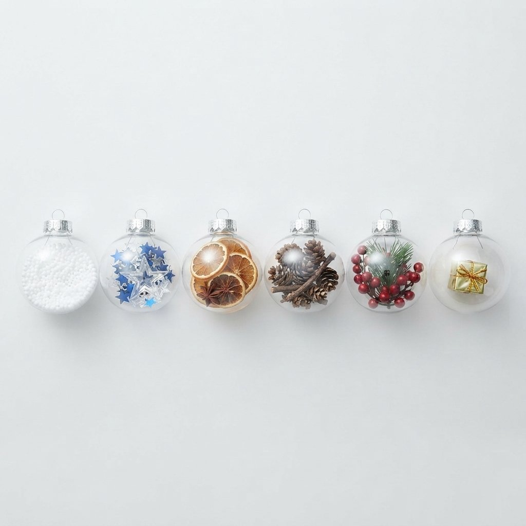Clear Fillable Christmas Baubles Set