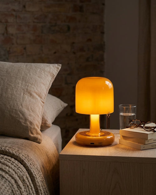 Cordless Amber Glow Mini Table Lamp with Manual Switch