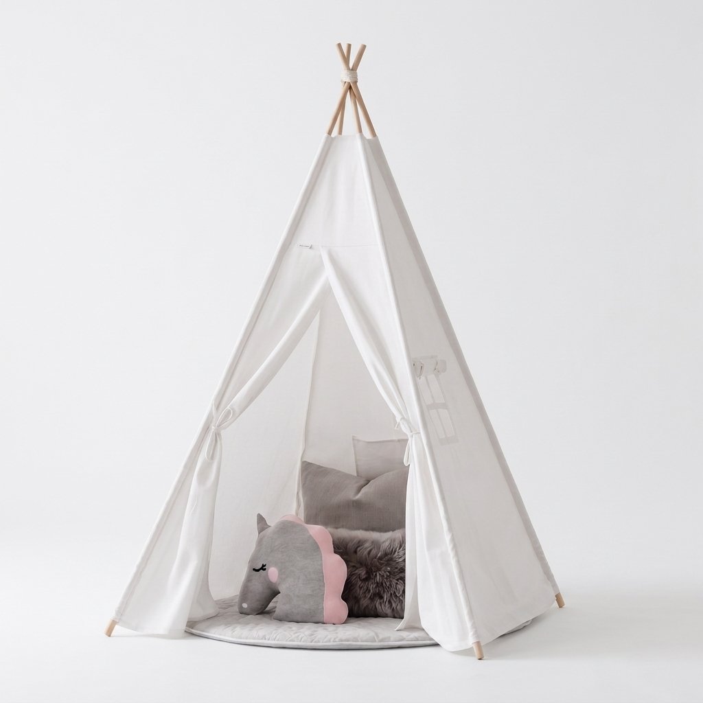 Cotton Canvas Kids Teepee – White