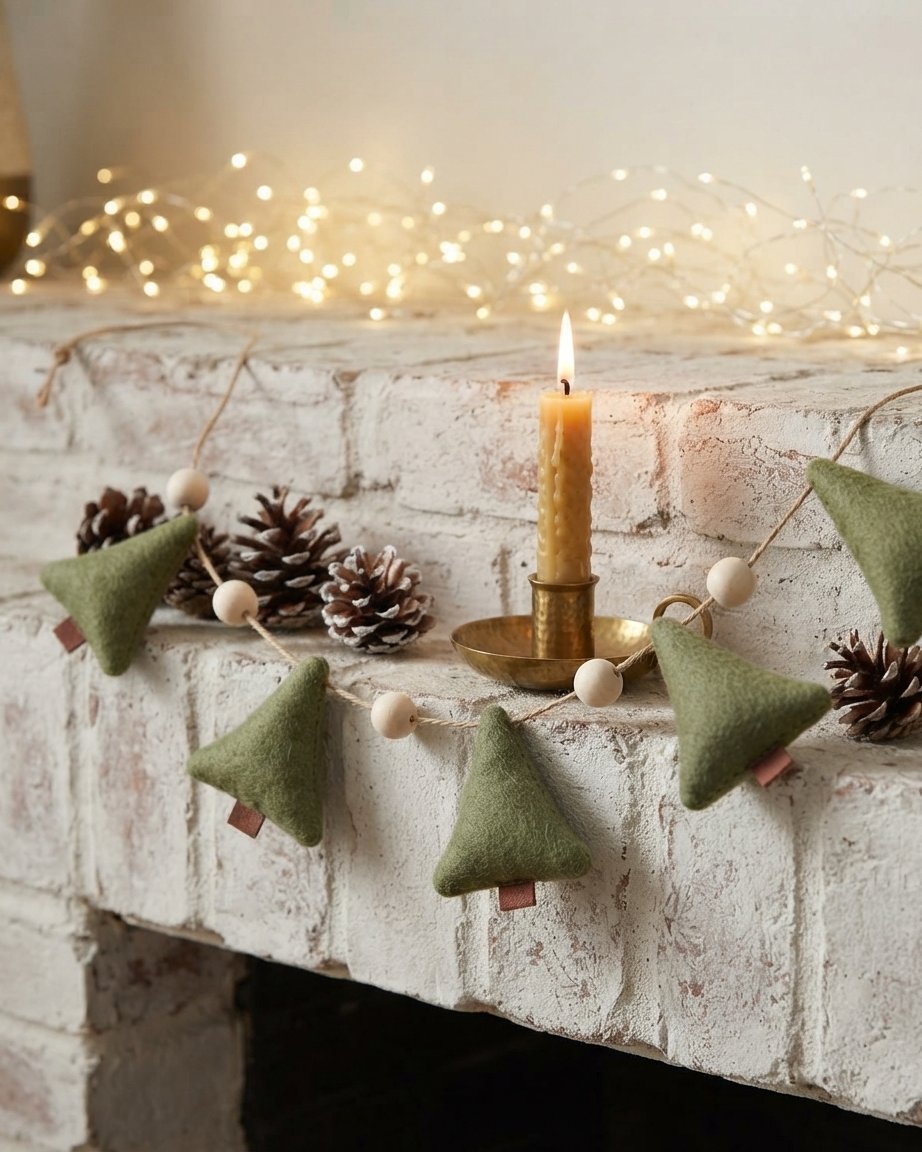Felt Christmas Tree Garland with Beads