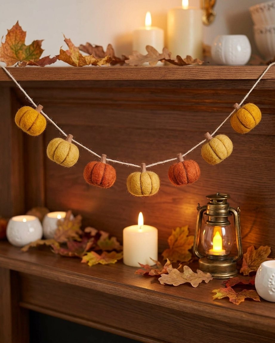Felt Pumpkin Autumn Garland, 1.3m