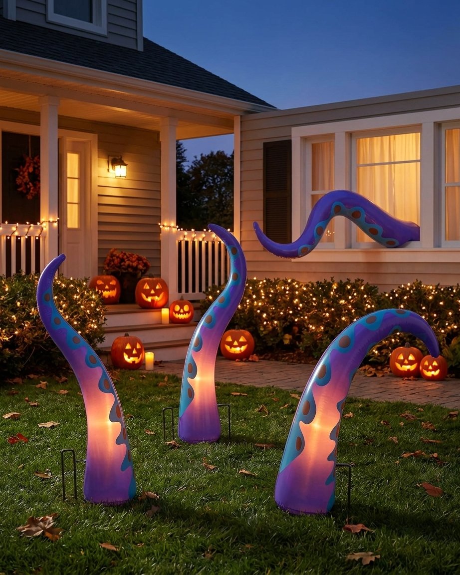 Giant Inflatable Octopus Tentacles Halloween Outdoor Decoration – Set of 4