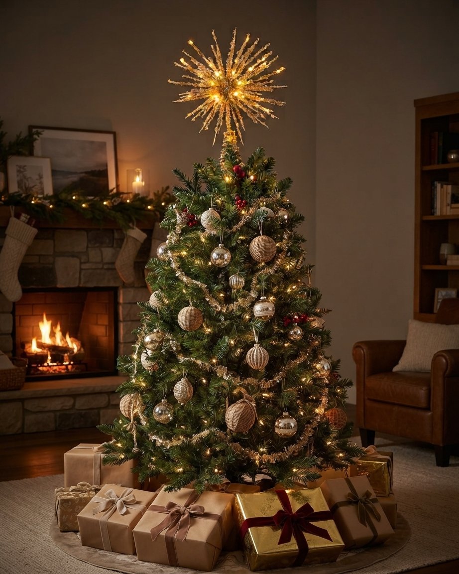 Glitter Starburst LED Tree Topper