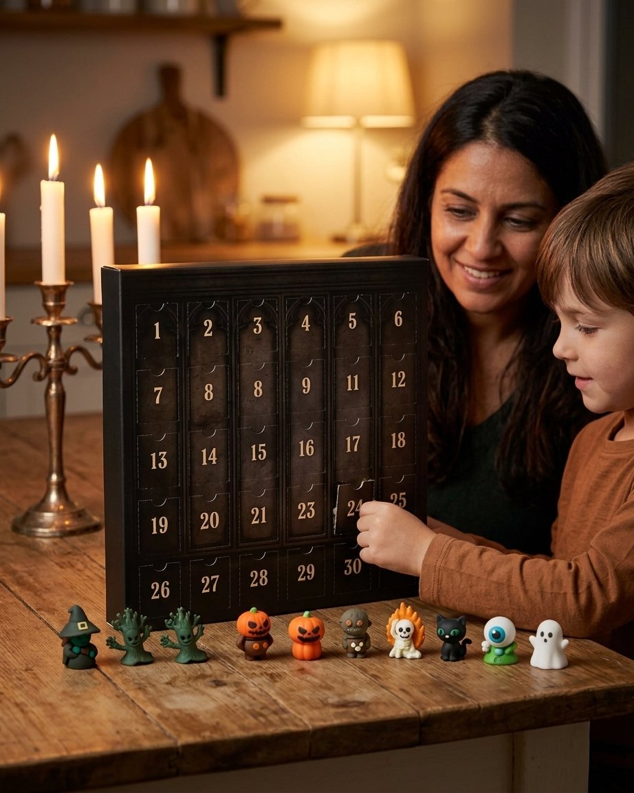 Halloween Countdown Box with Spooky Miniature Figurines – 7, 15 or 31 Days