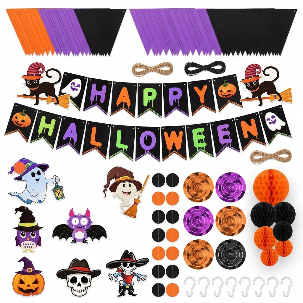 Halloween Party Decoration Banner Kit with Swirls