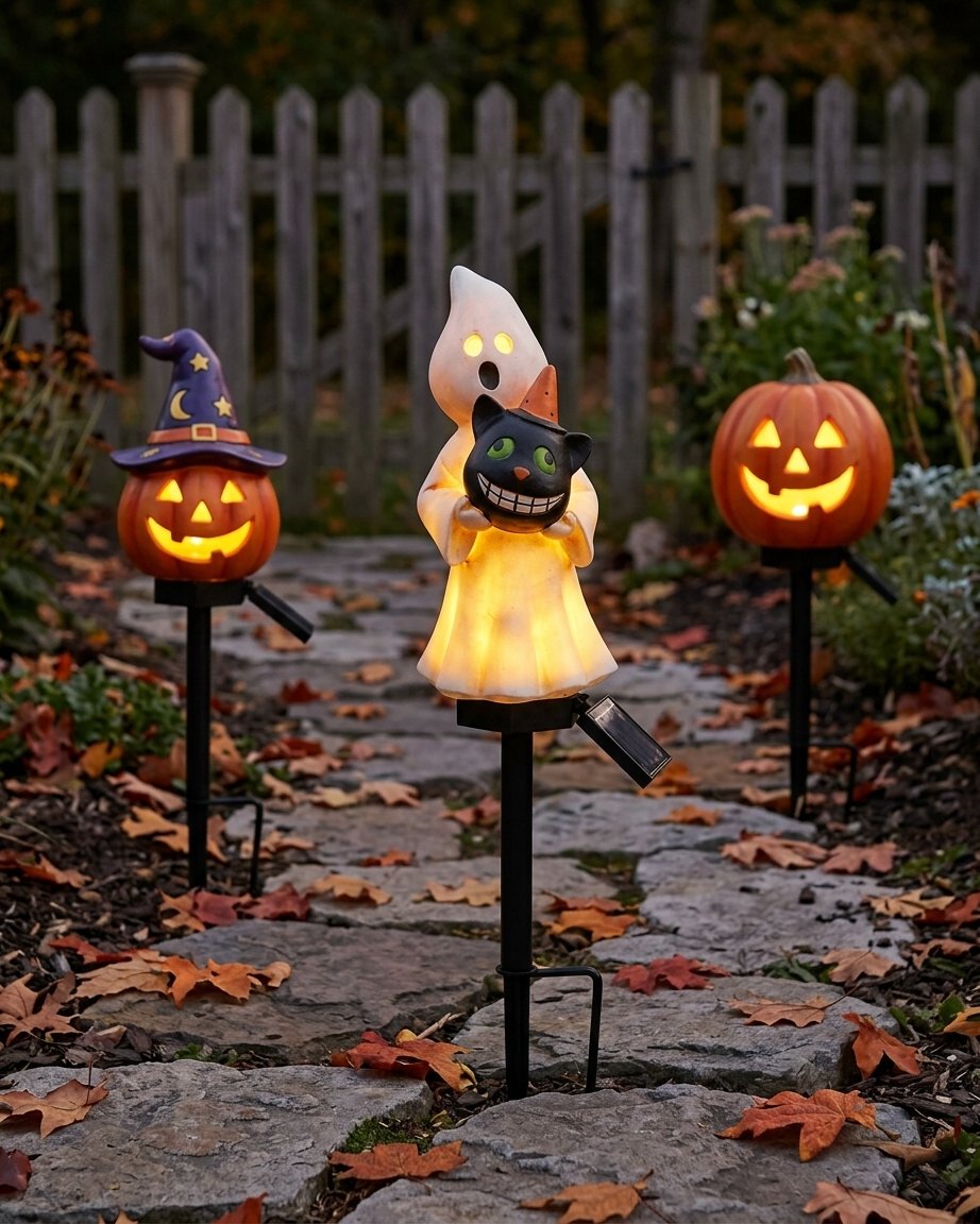 Halloween Solar Garden Stake Light – Resin Character Design with Auto On/Off