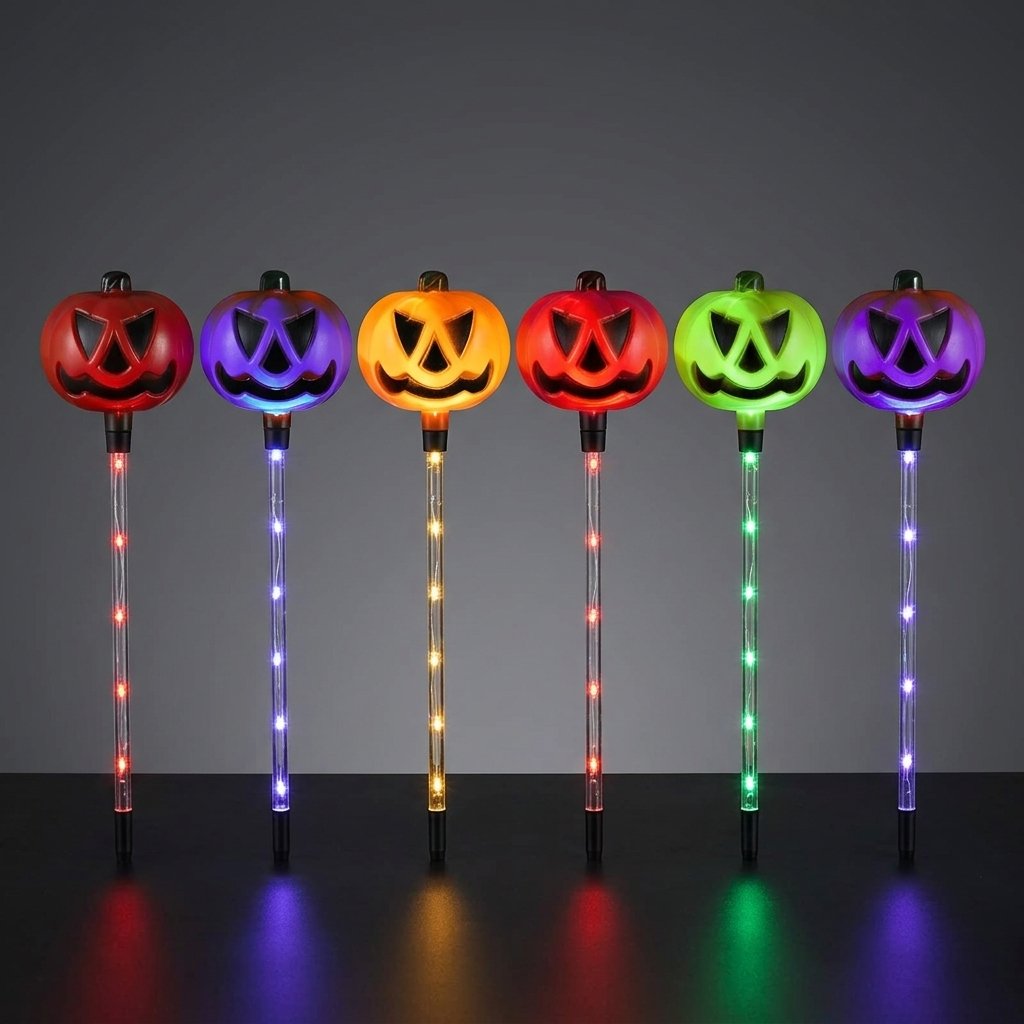 Halloween Solar Pathway Stake Lights with Pumpkin Glow